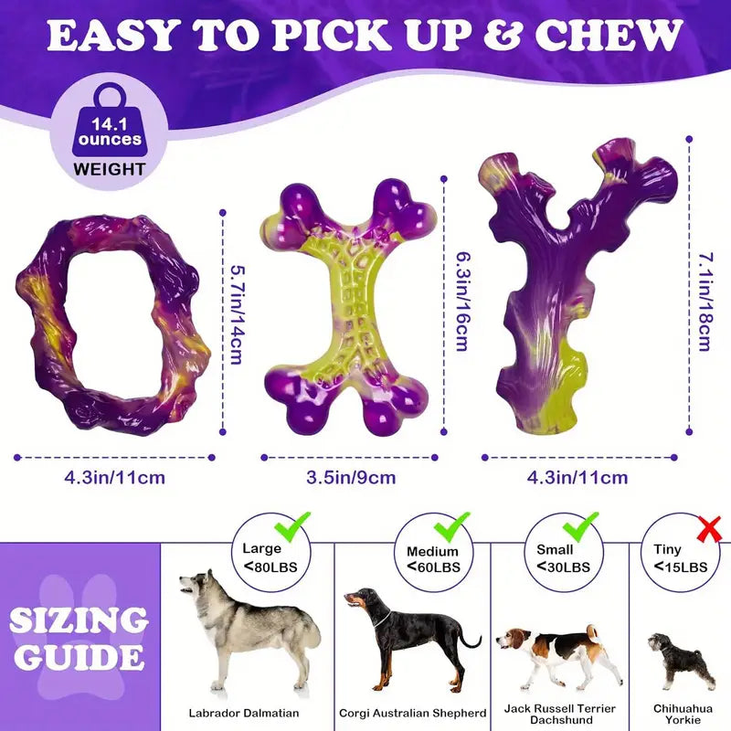 PawtCool Durable Dog Chew Toys (3PCS) – Unbreakable Toys for Strong & Large Breeds