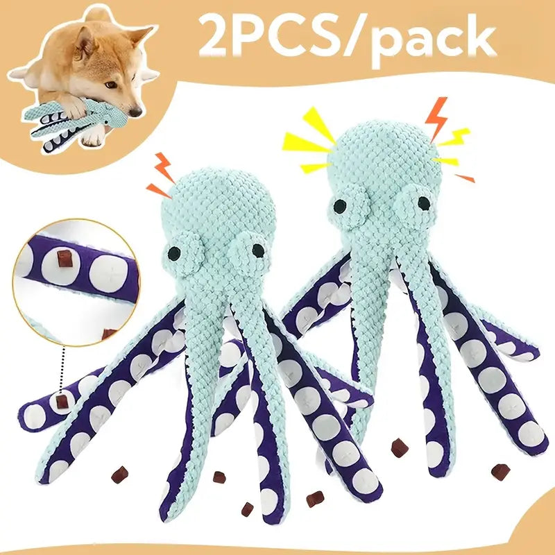 PawtCool Octopus Dog Toys (2PCS) – Plush Squeaky Toys for Medium Dogs, Durable & Anti-Chew Design