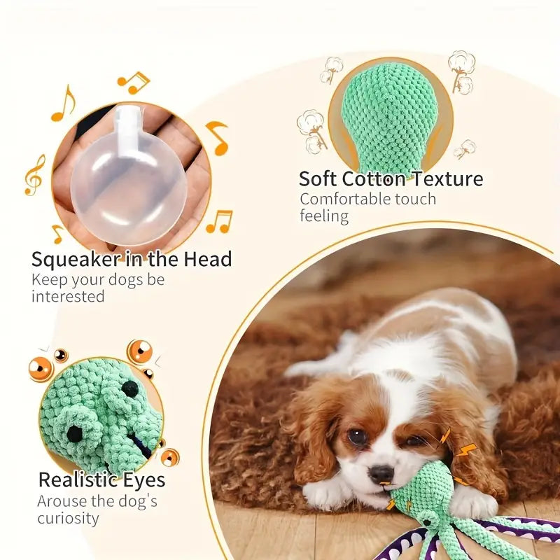 PawtCool Octopus Dog Toys (2PCS) – Plush Squeaky Toys for Medium Dogs, Durable & Anti-Chew Design