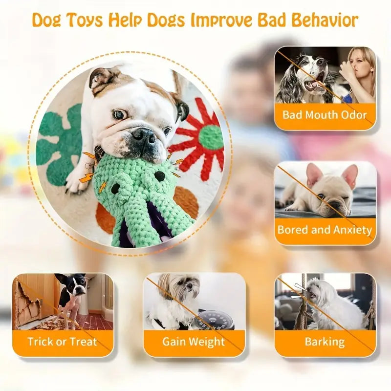PawtCool Octopus Dog Toys (2PCS) – Plush Squeaky Toys for Medium Dogs, Durable & Anti-Chew Design