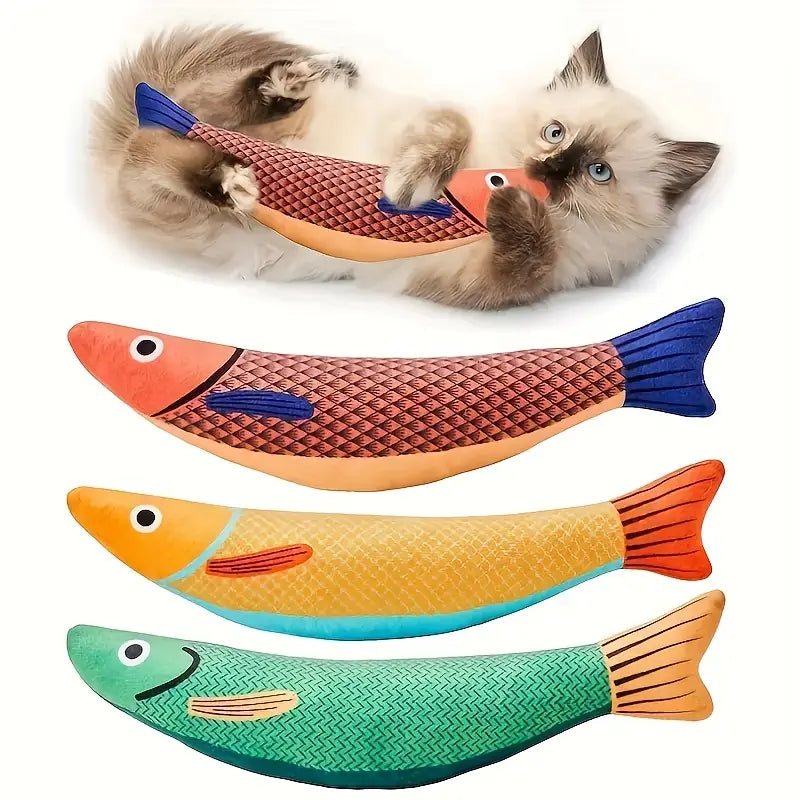 PawtCool Saury Fish Cat Toys (3PCS) – Catnip Crinkle Kick Toys for Indoor Cats