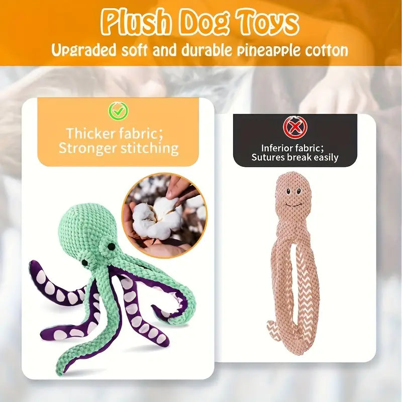 PawtCool Octopus Dog Toys (2PCS) – Plush Squeaky Toys for Medium Dogs, Durable & Anti-Chew Design