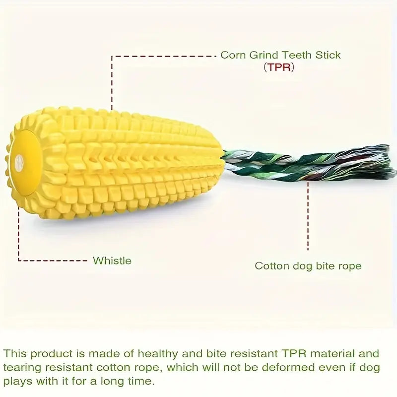 PawtCool Tough Corn Stick Dog Toy – Durable Squeaky Chew Toy for Aggressive Chewers