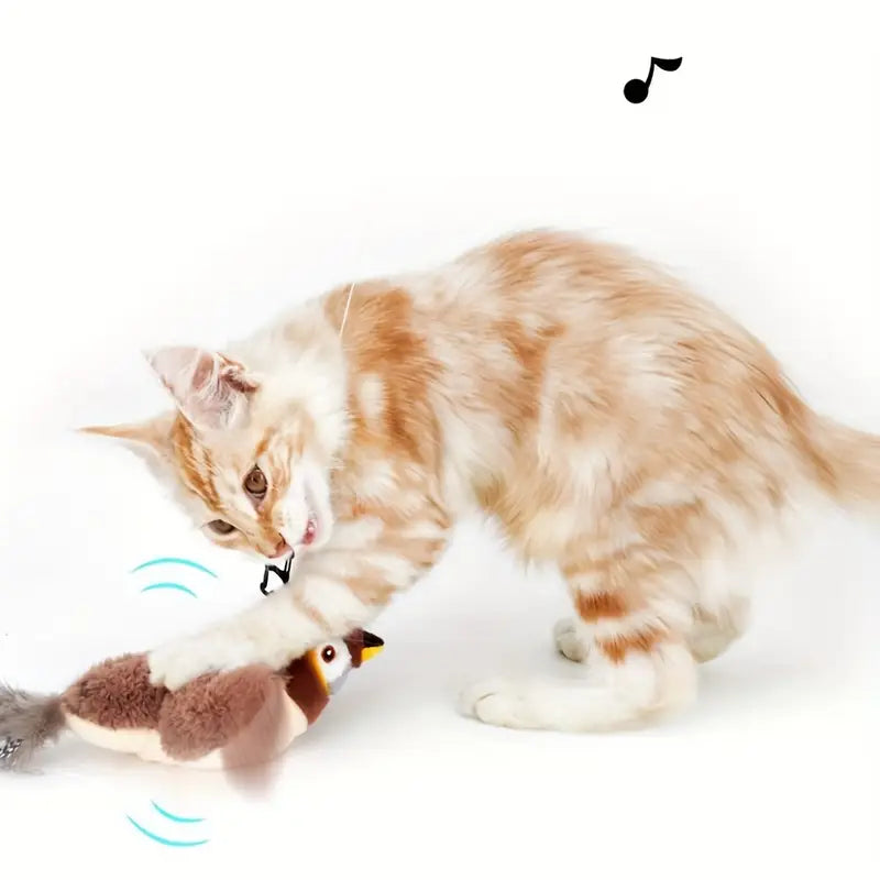 PawtCool Interactive Bird Cat Toy – Motorized Plush Toy with Bird Sounds & USB Rechargeable Battery