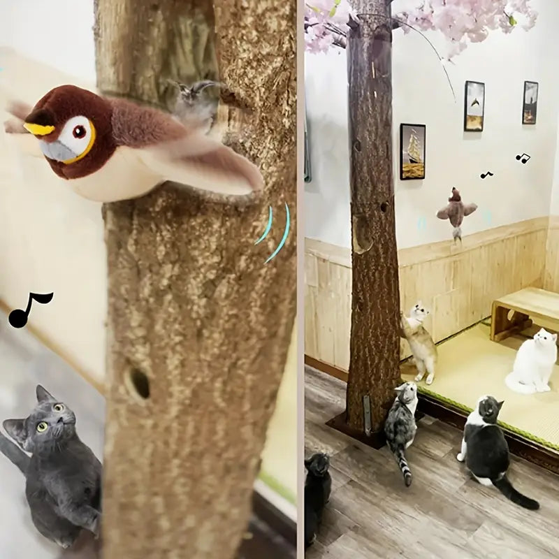 PawtCool Interactive Bird Cat Toy – Motorized Plush Toy with Bird Sounds & USB Rechargeable Battery